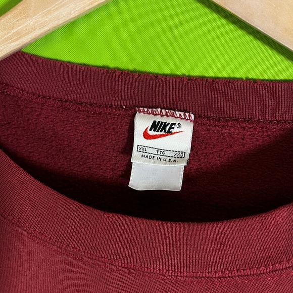 Vintage Nike Crewneck Sweatshirt XXL Maroon Red Embroidered Made in USA 90s Mens - Picture 3 of 5